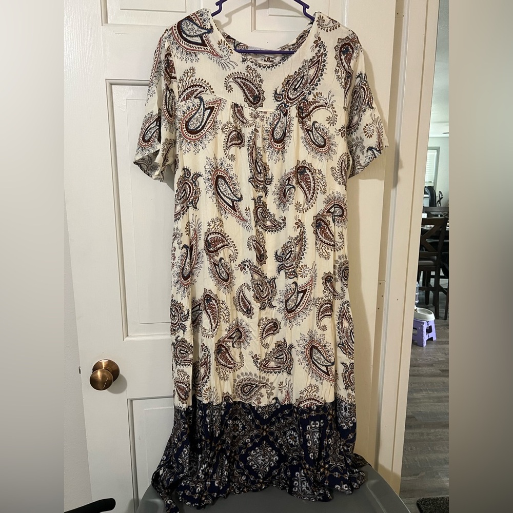 Ces Femme Boho Paisley print Dress NWOT